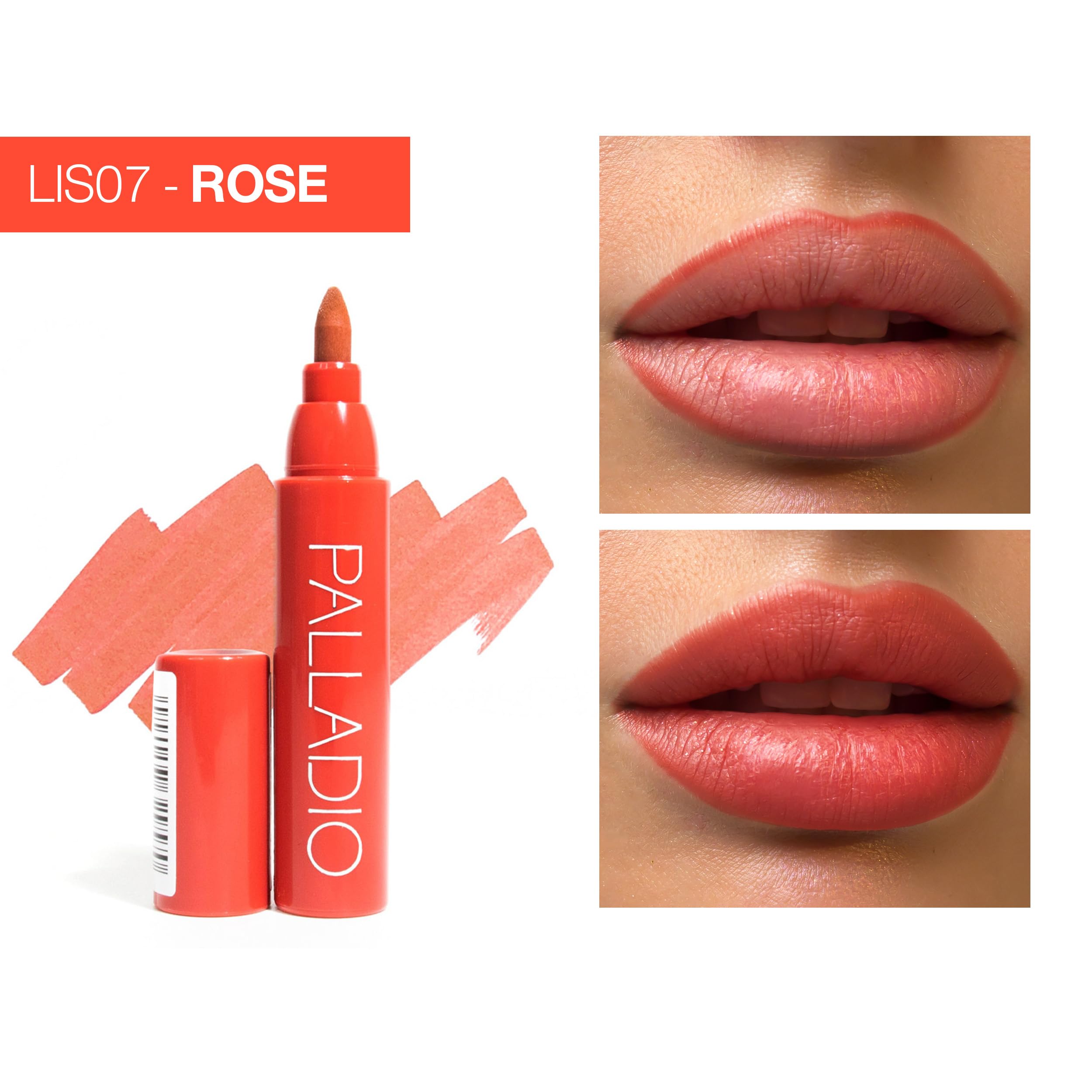 Embout biseauté precis Palladio Lip Stain pour une application nette.