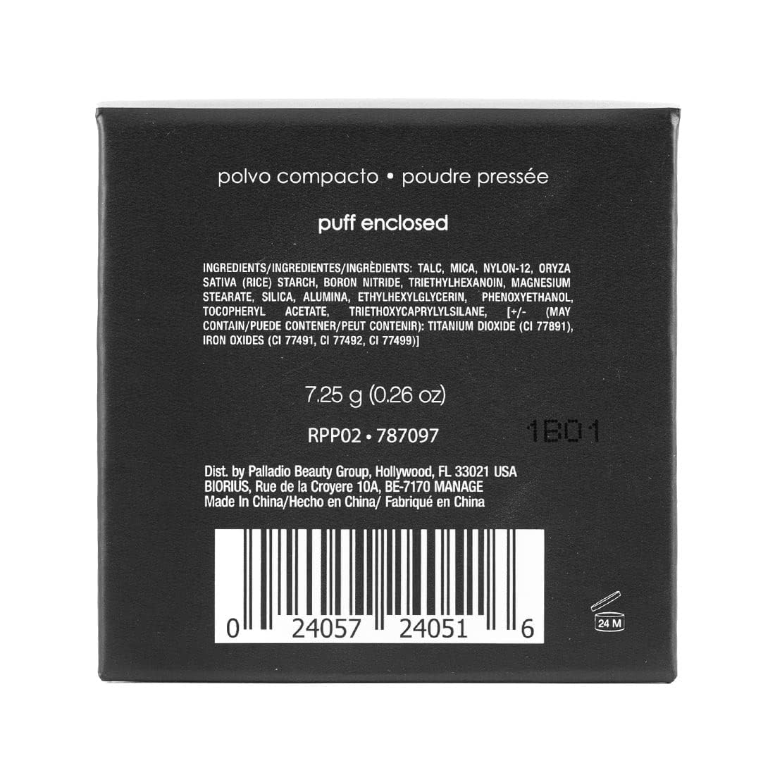 Palladio poudre riz pressée naturelle révèle un teint uniforme et naturel.