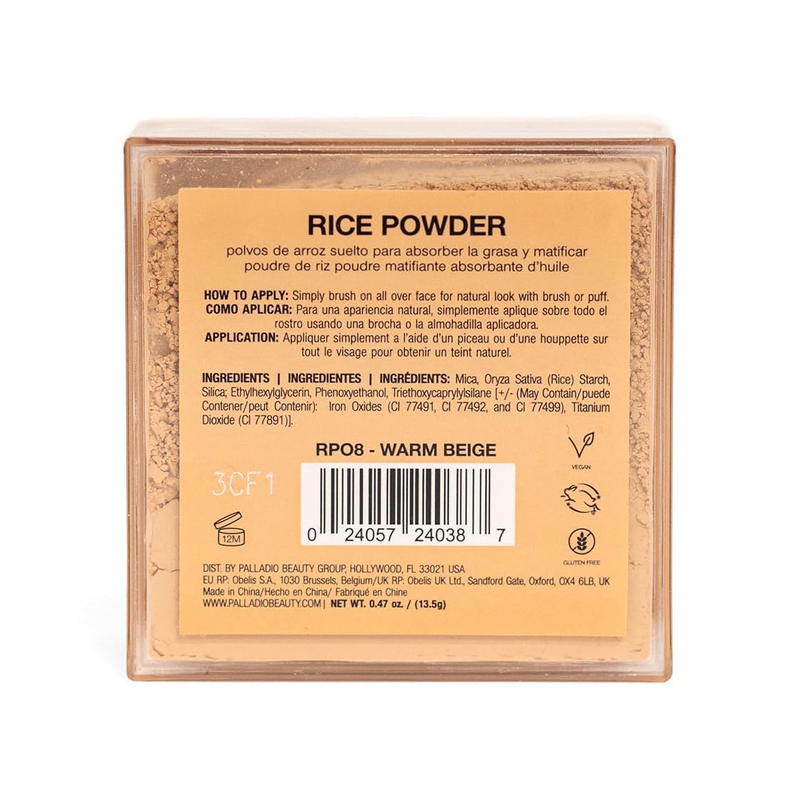 Palladio Poudre de riz, usage quotidien pour matité et fraîcheur.