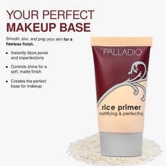 Teinte beige Palladio Rice Primer adaptée à de nombreuses carnations.
