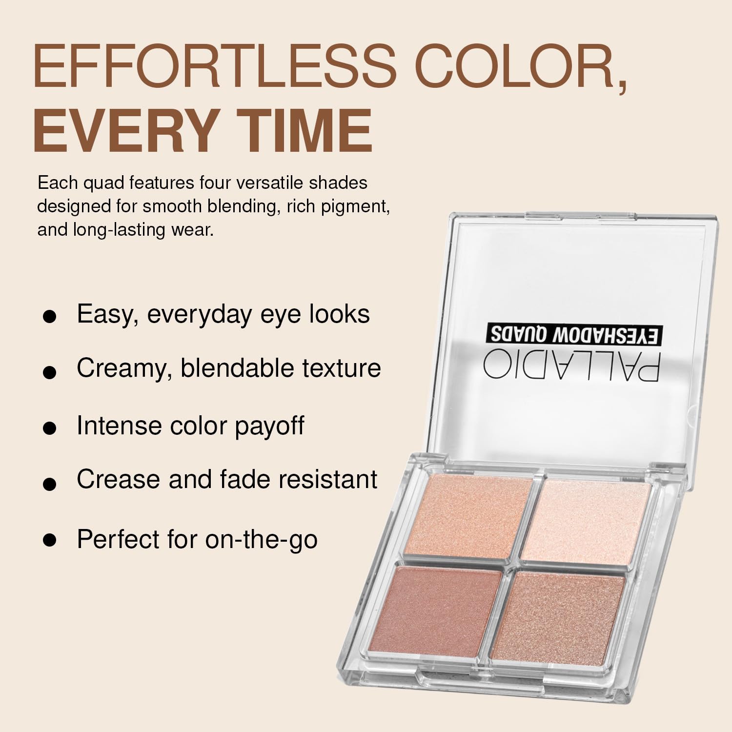 Palette Palladio Quad ombre or pailleté pour une touche glamour en soirée.