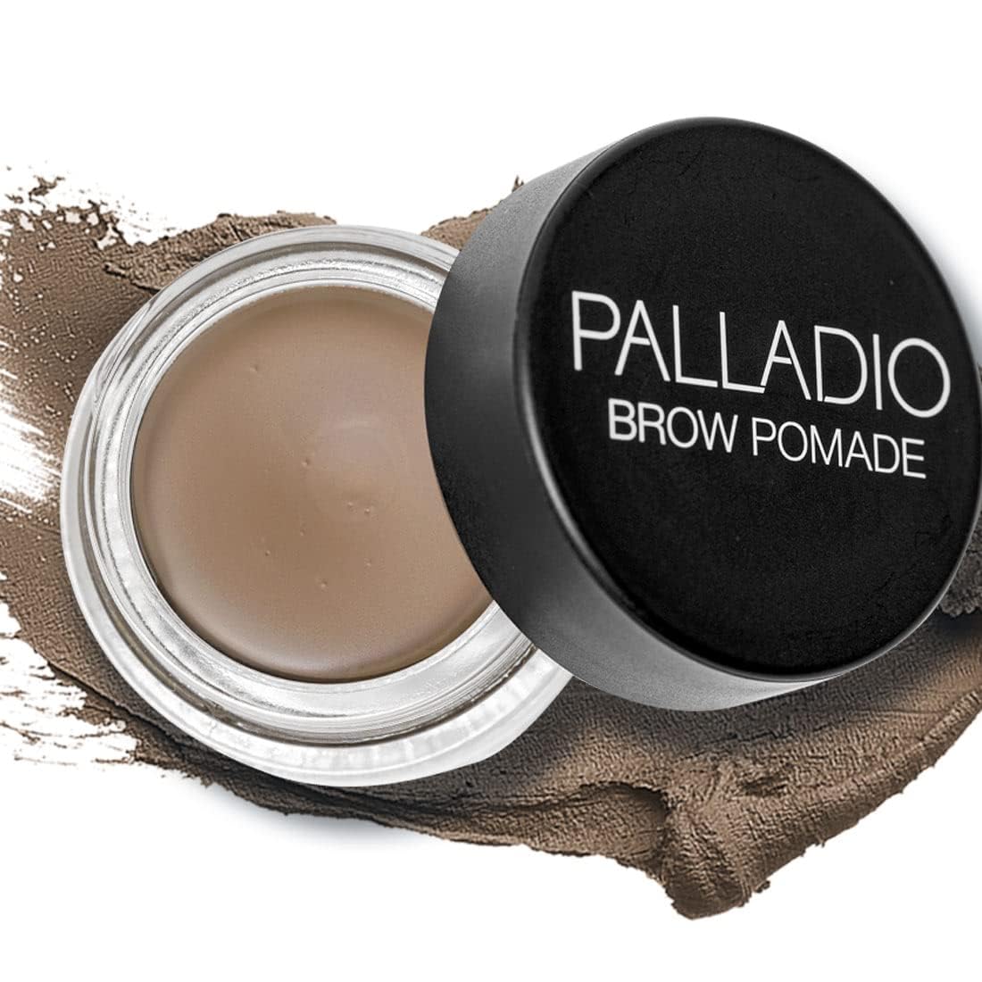 Palladio Brow Pomade imperméable dans le pot pour une couleur durable.