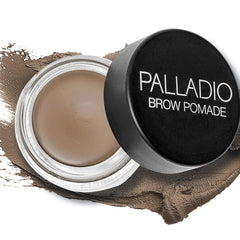 Palladio Brow Pomade imperméable dans le pot pour une couleur durable.
