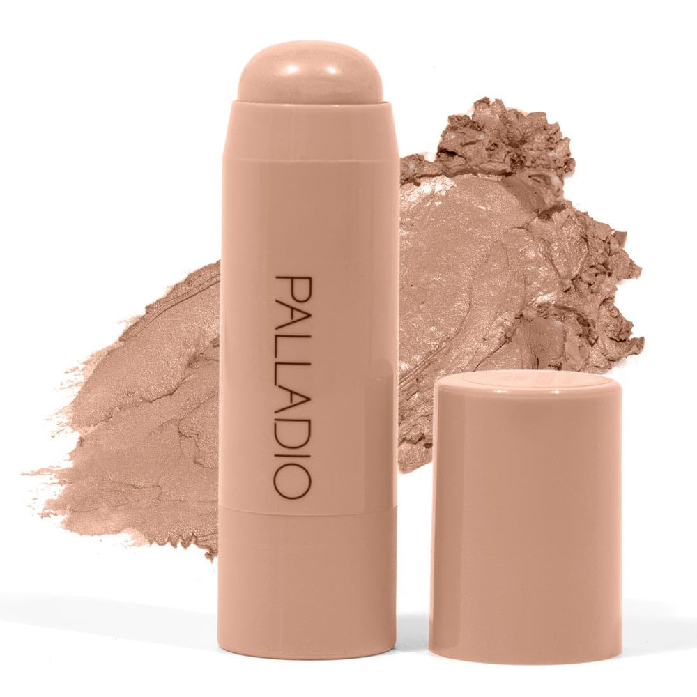 Palladio stick luminiseur crème sur les pommettes pour un éclat subtil et durable.