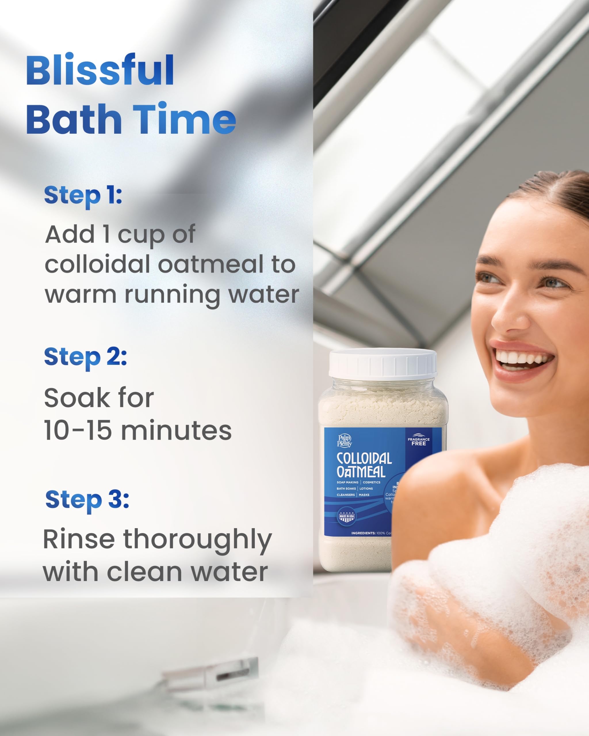 Palm and Plenty bain avoine colloïdale douceur, hydratation peau sèche et sensible
