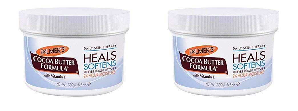 Palmer's Cocoa Butter Formula dans des bocaux, hydratation durable pour peau sèche.