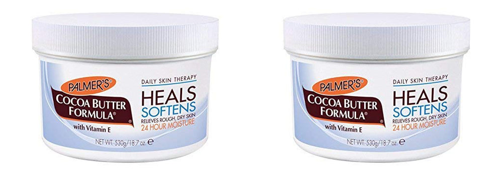 Palmer's Cocoa Butter Formula dans des bocaux, hydratation durable pour peau sèche.