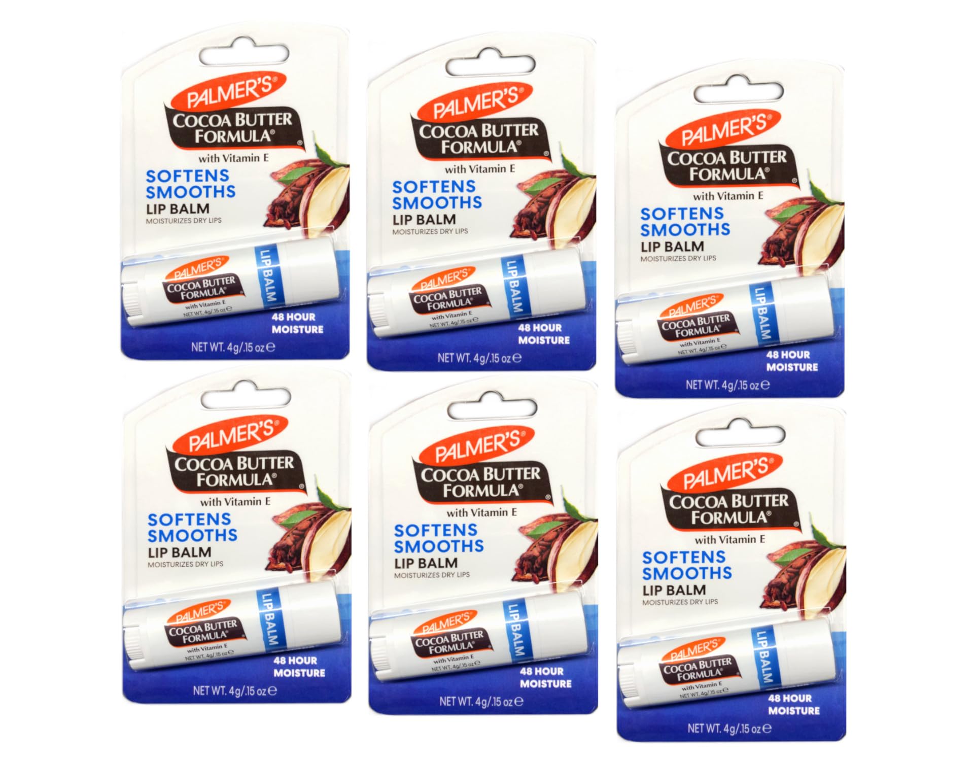 Palmer's baume lèvres beurre cacao lot de 6, texture douce et hydratante