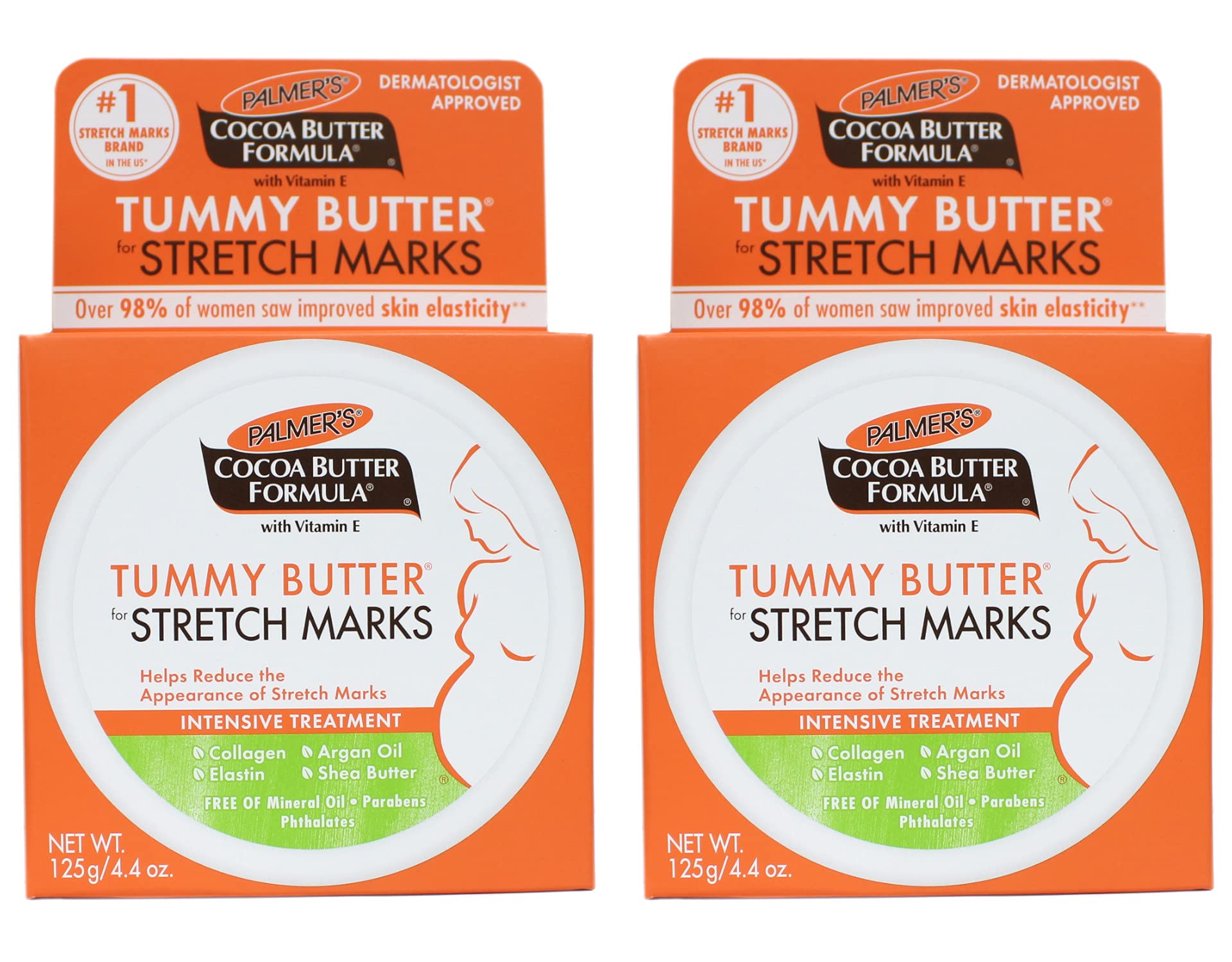 Palmer's Beurre cacao ventre, lot de 2, hydratation douce pour la peau du ventre.