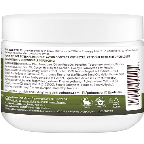 Palmer's Huile d'olive – Beurres riches pour douceur capillaire.
