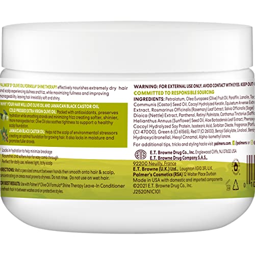 Palmer's Huile d'olive – Texture soyeuse prête à l'application sur cheveux.