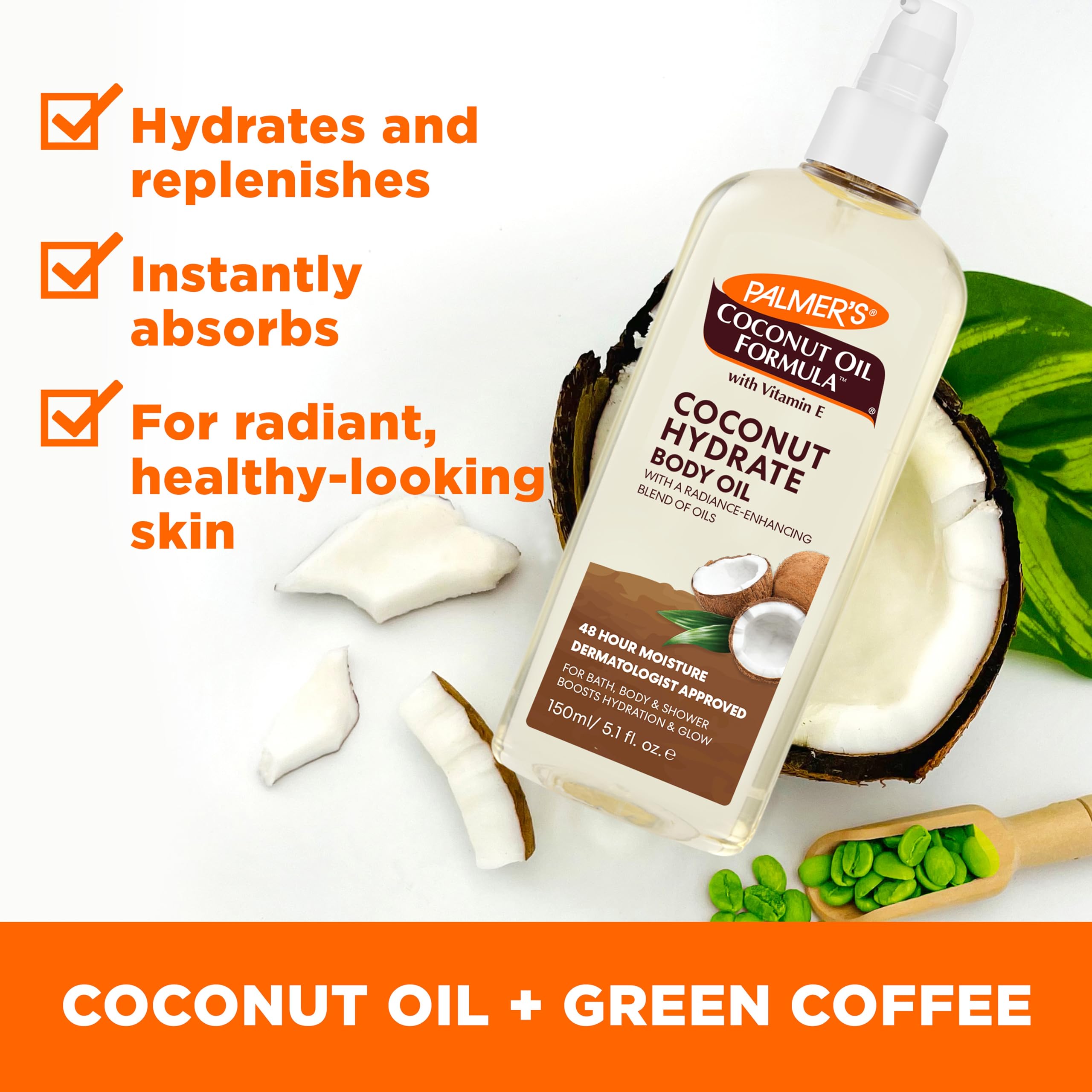 Palmer's huile coco Formule Corps – absorption rapide sur peau propre.