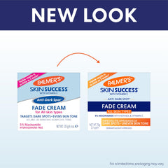 Palmer's Skin Success crème niacinamide 5%, étiquette en vue et soin hydratant.