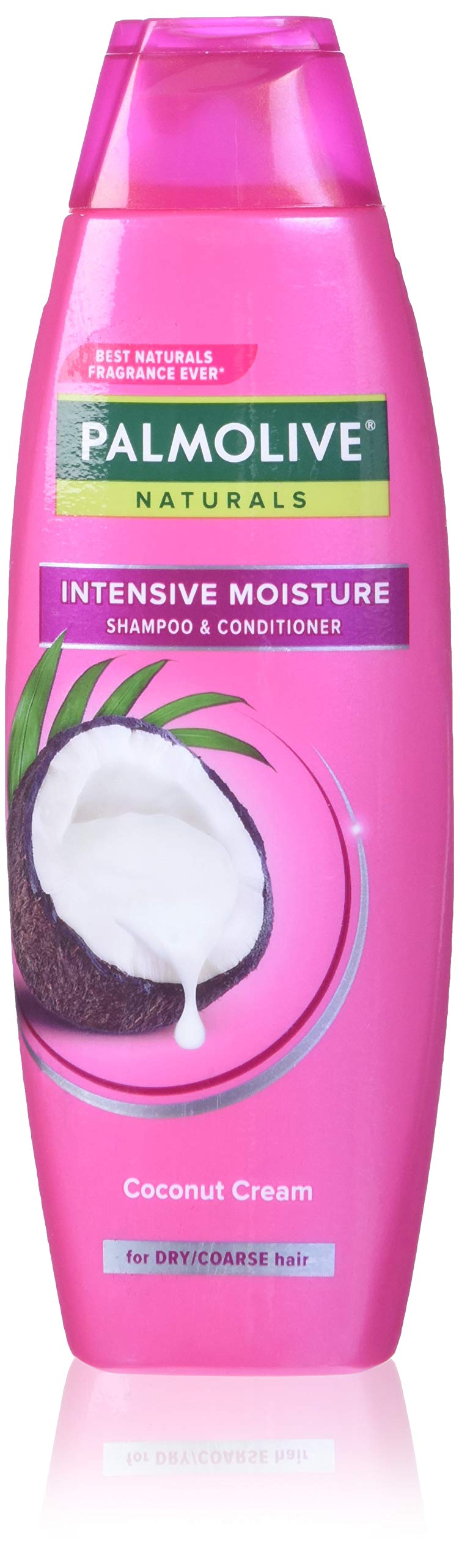 Palmolive Naturals Hydratation Intensive — bouteille shampooing, cheveux secs, douceur durable.