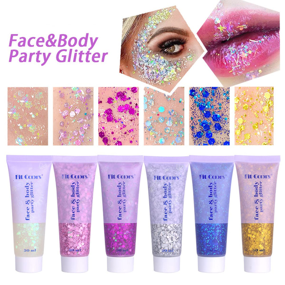 Paminify Gel paillettes blanc décolleté épaules, brillance nette sur la peau