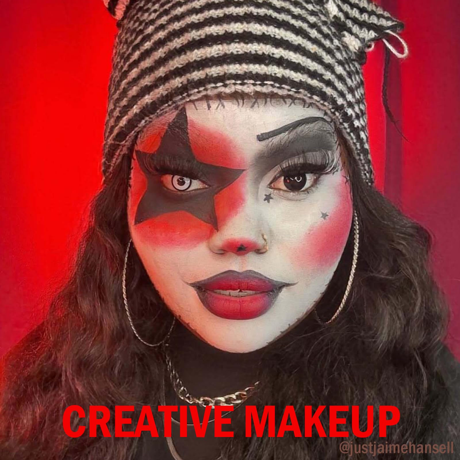 Maquillage déguisement clown Paminify, look clown prêt à l’emploi.