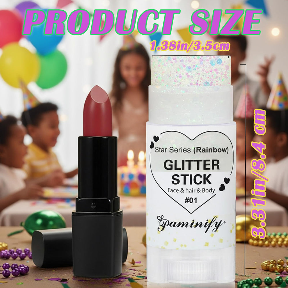 Paminify stick paillettes arc-en-ciel blanc pour carnaval, style scintillant