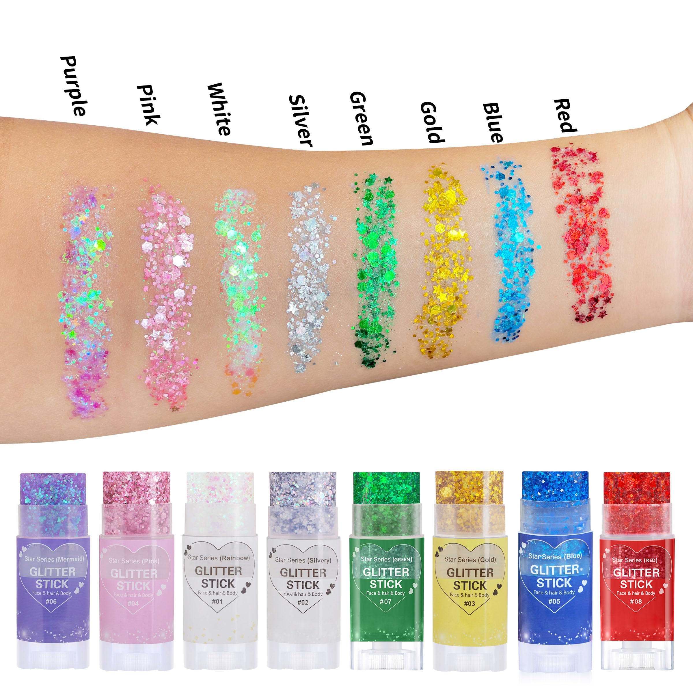 Paminify stick paillettes arc-en-ciel blanc retouche rapide et sans effort