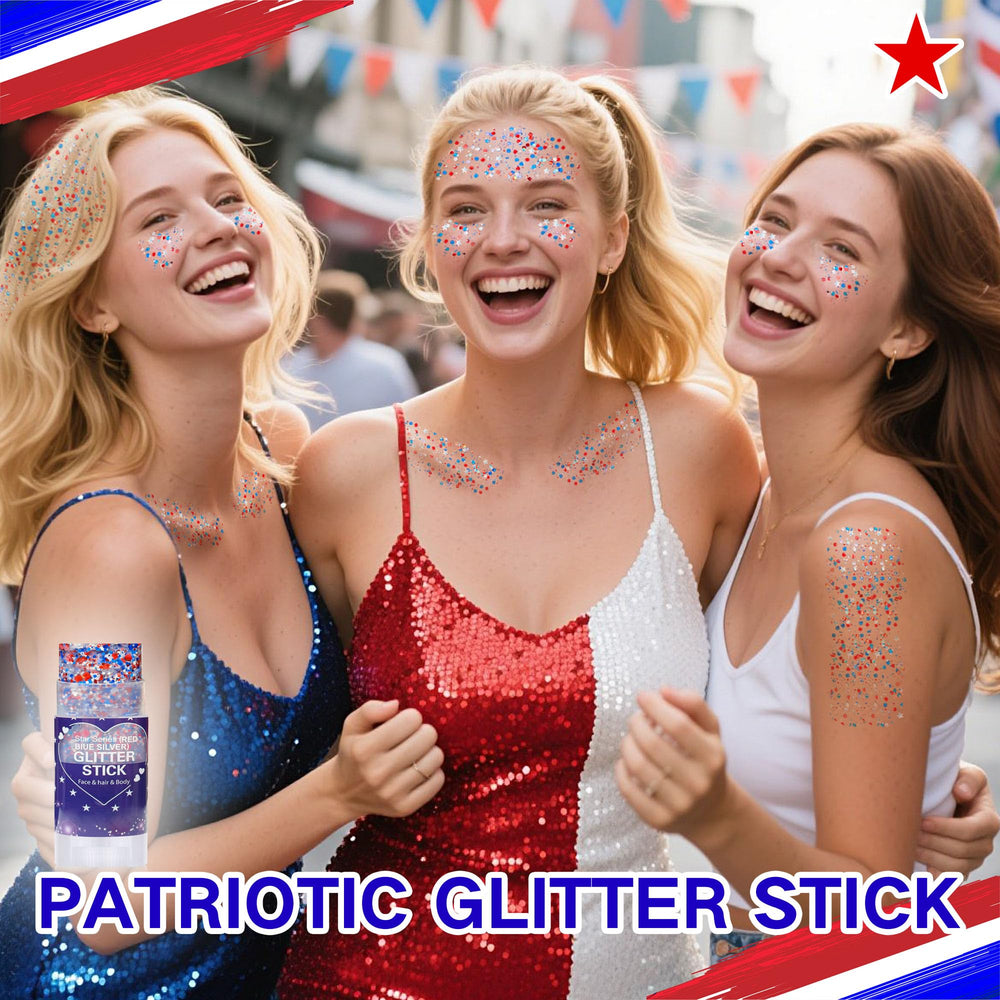 Stylo Paminify paillettes brillance rapide pour fête patriotique.