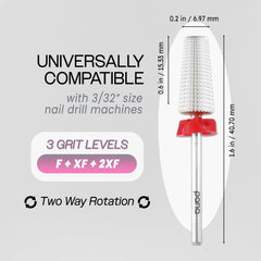 PANA Nail Carbide 5 en 1, rotation bidirectionnelle adaptée à gaucher ou droitier.