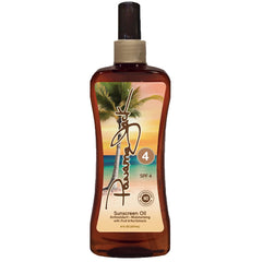 Panama Jack huile bronzante SPF 4 prête pour l'exposition solaire légère.