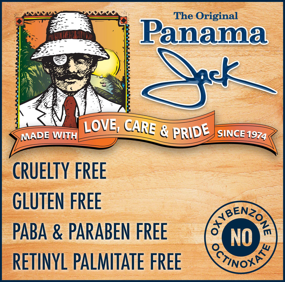 Panama Jack Lotion bronzante SPF4 – capuchon pivotant pour application pratique.