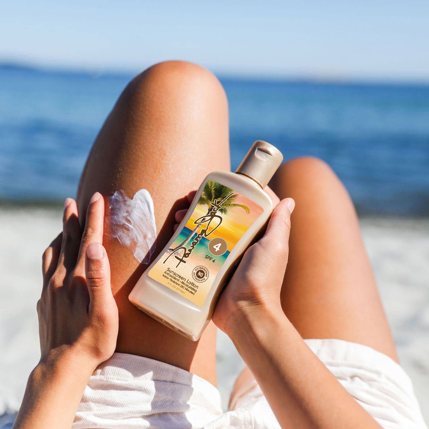 Panama Jack Lotion bronzante SPF4 – étiquette recto montrant l'usage.