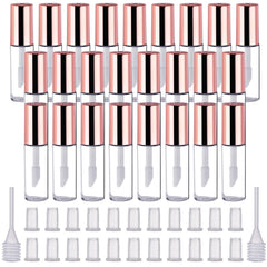 Pangda bouteille gloss à lèvres transparente avec capuchon rose doré, idéale pour transporter plusieurs teintes.