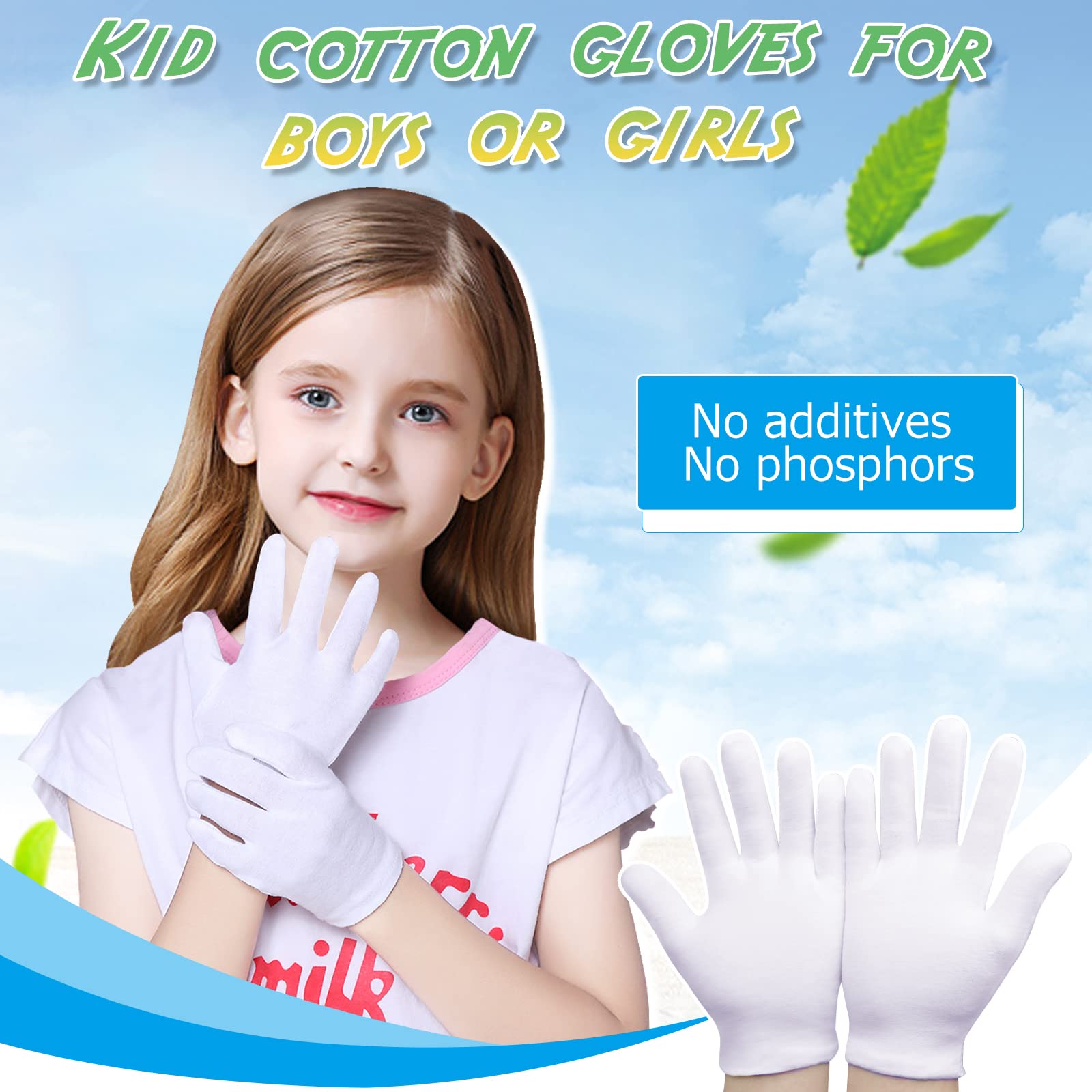 Gants PangtiKu coton blanc utilisés avec crème pour soin nocturne.