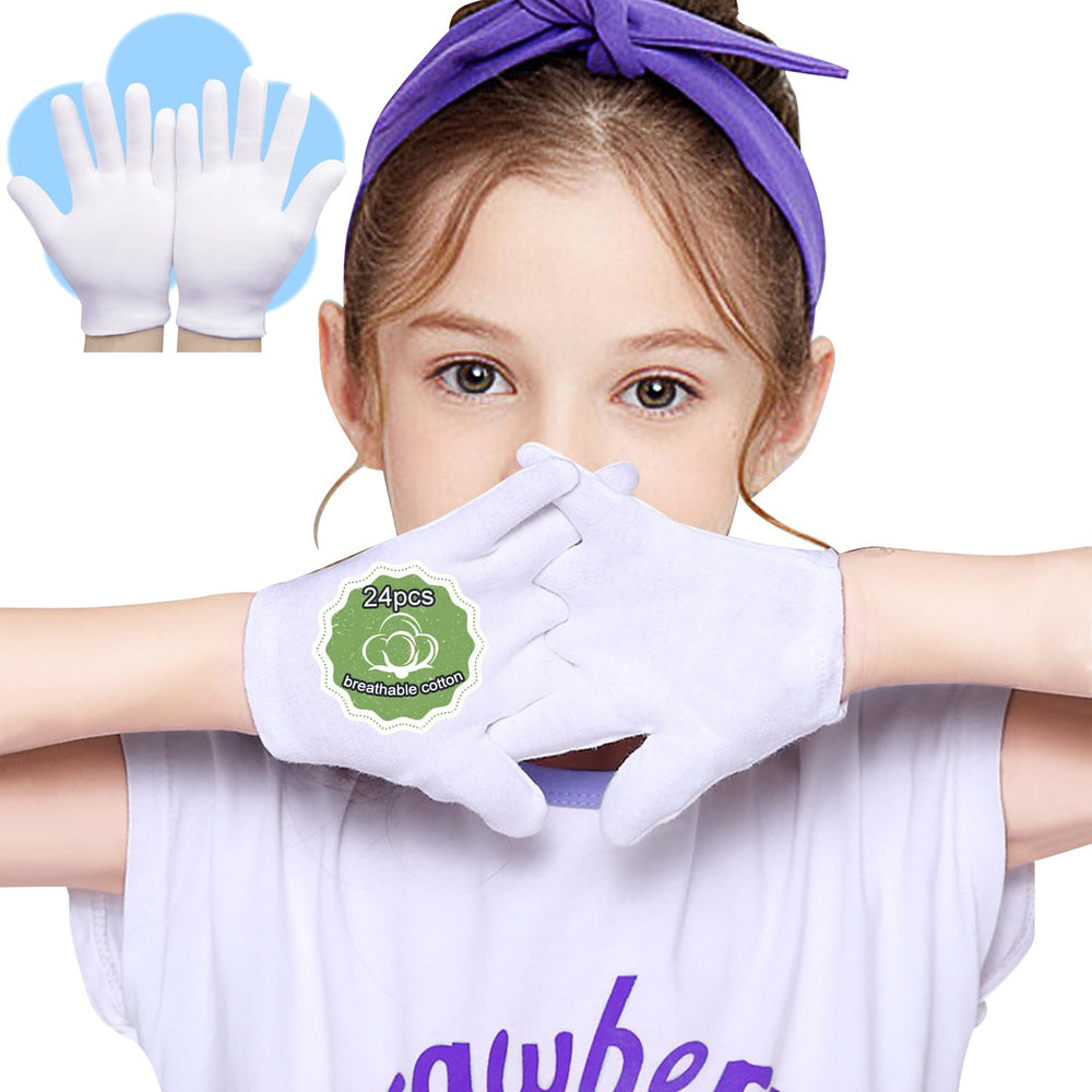Gants PangtiKu coton blanc, douceur nocturne et hydratation.