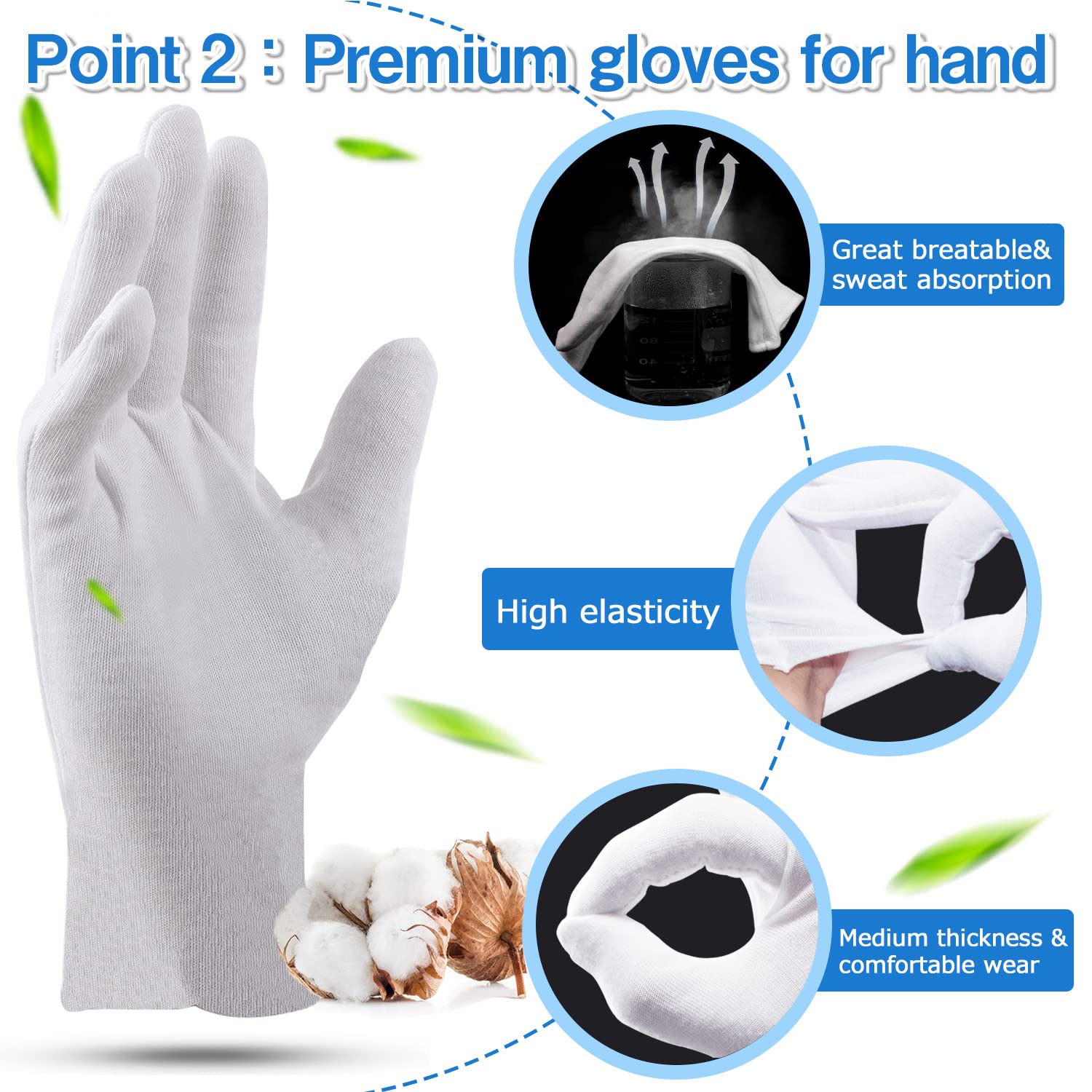 Gants PangtiKu coton blanc tailles enfant et adulte pour tous.