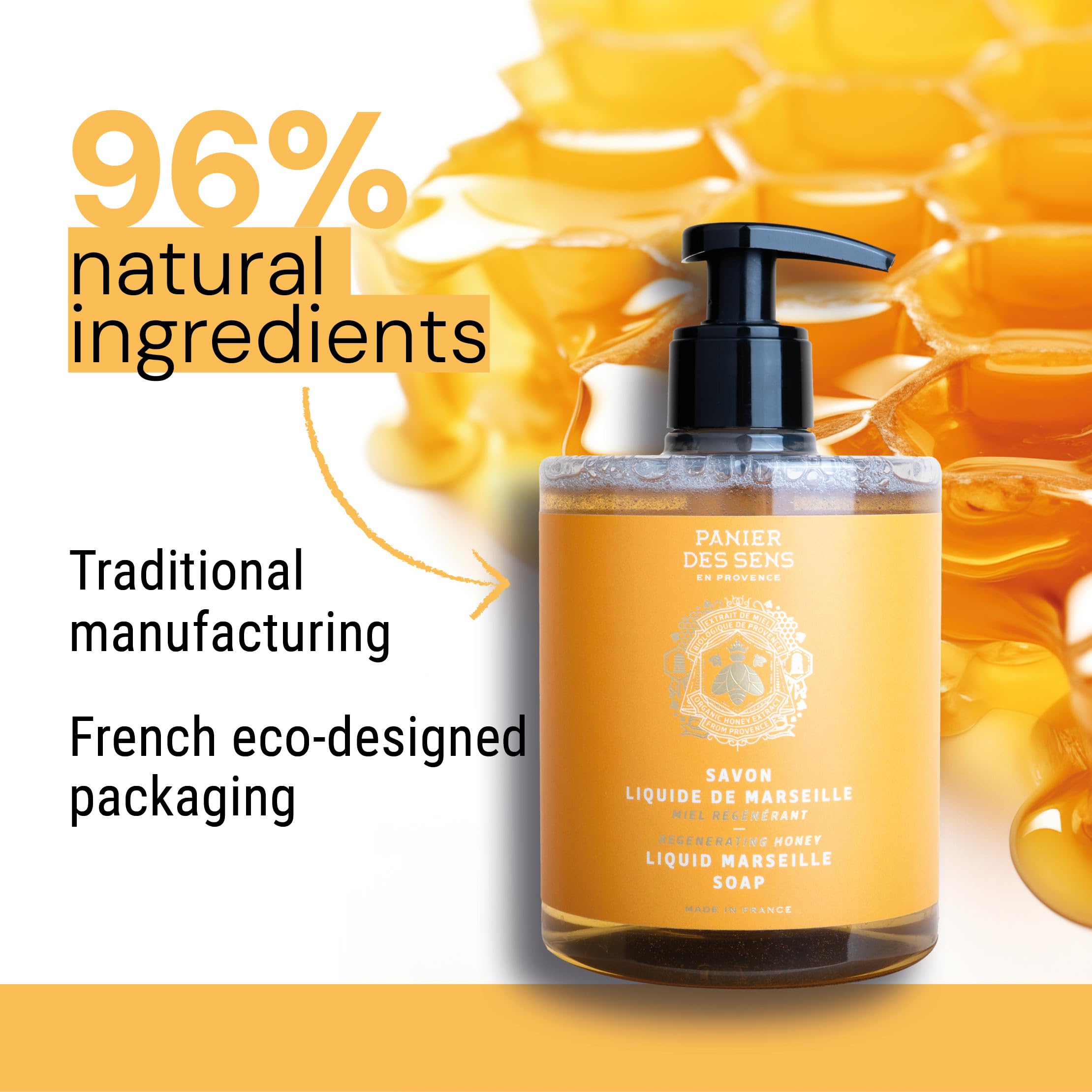 Panier des Sens Savon Mains parfum miel floral, fragrance délicate