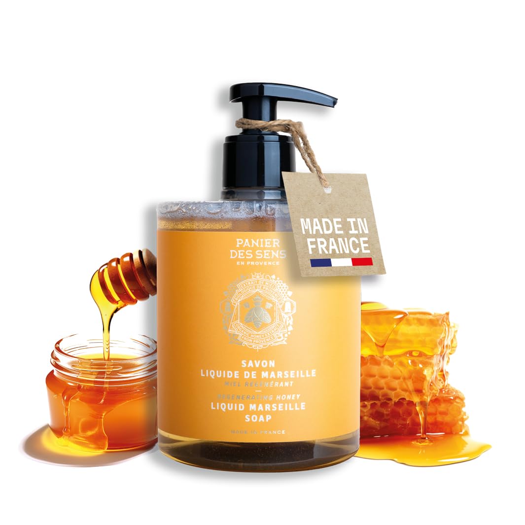 Panier des Sens Savon Mains miel avec pompe, hydratation douce