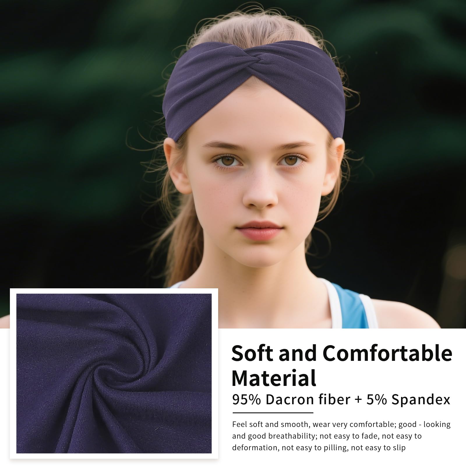 Panleding bandeau sport bleu foncé: absorption de la sueur et confort