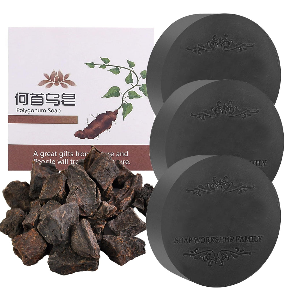 Panmall Fallopia Multiflora savonn-shampoing solide, emballage pratique pour le voyage.