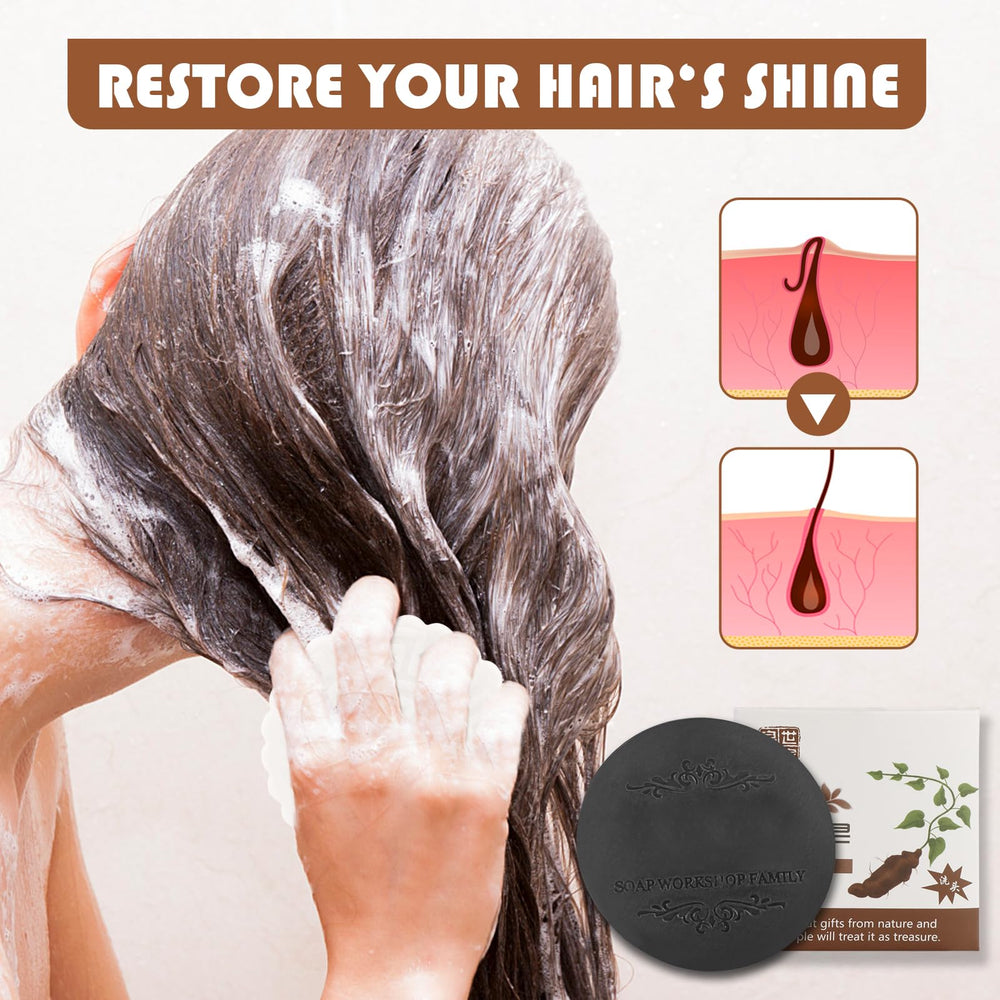 Extrait He Shou Wu Panmall Fallopia, savon-shampoing solide pour revitalisation légère.