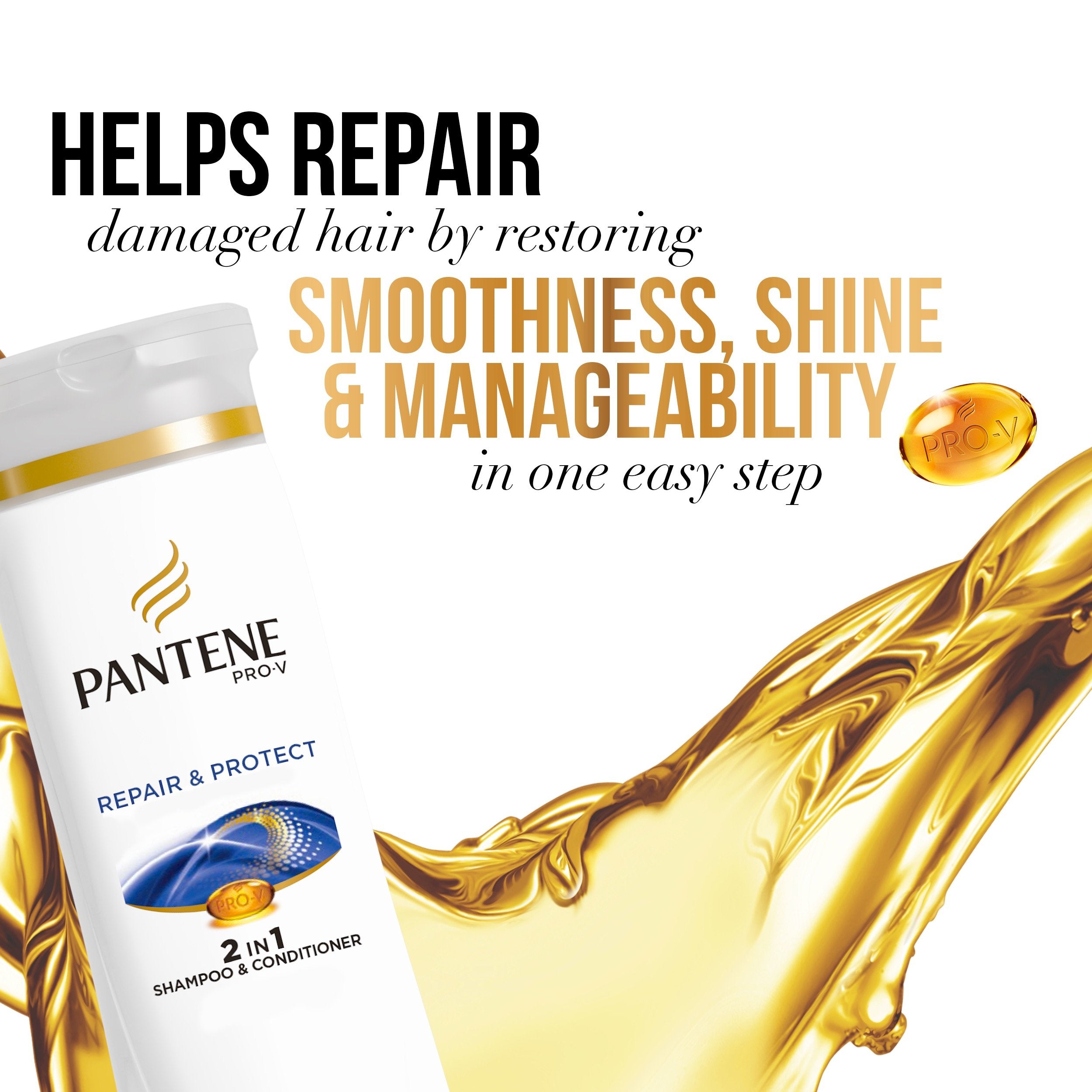 Pantene avec antioxydants et protection des protéines capillaires.