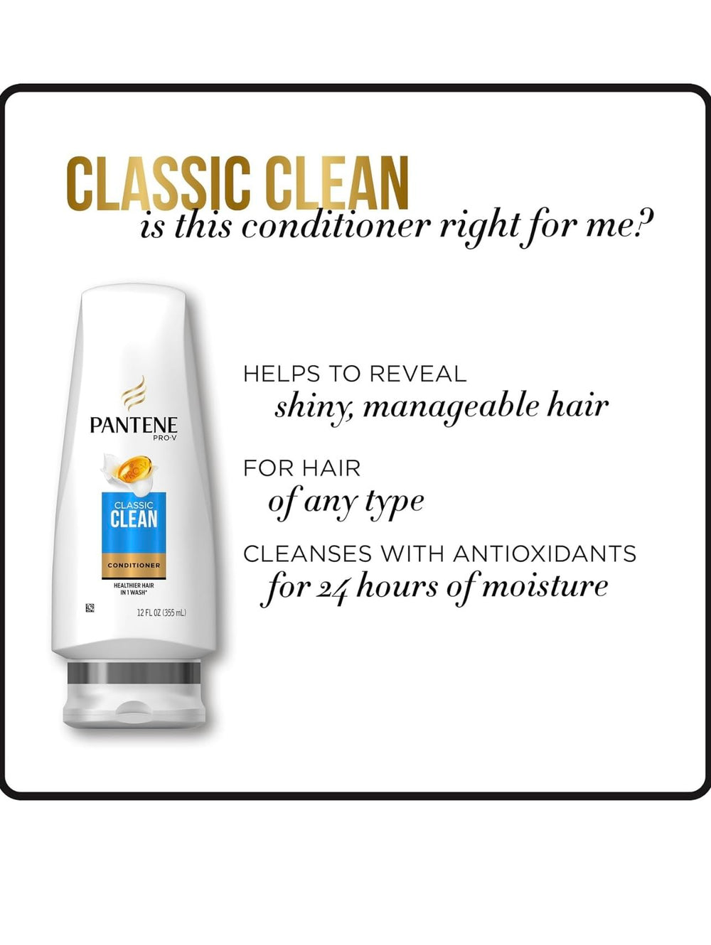 Emballage double 24oz du Pantene Classic Clean Conditioner pour une valeur durable.