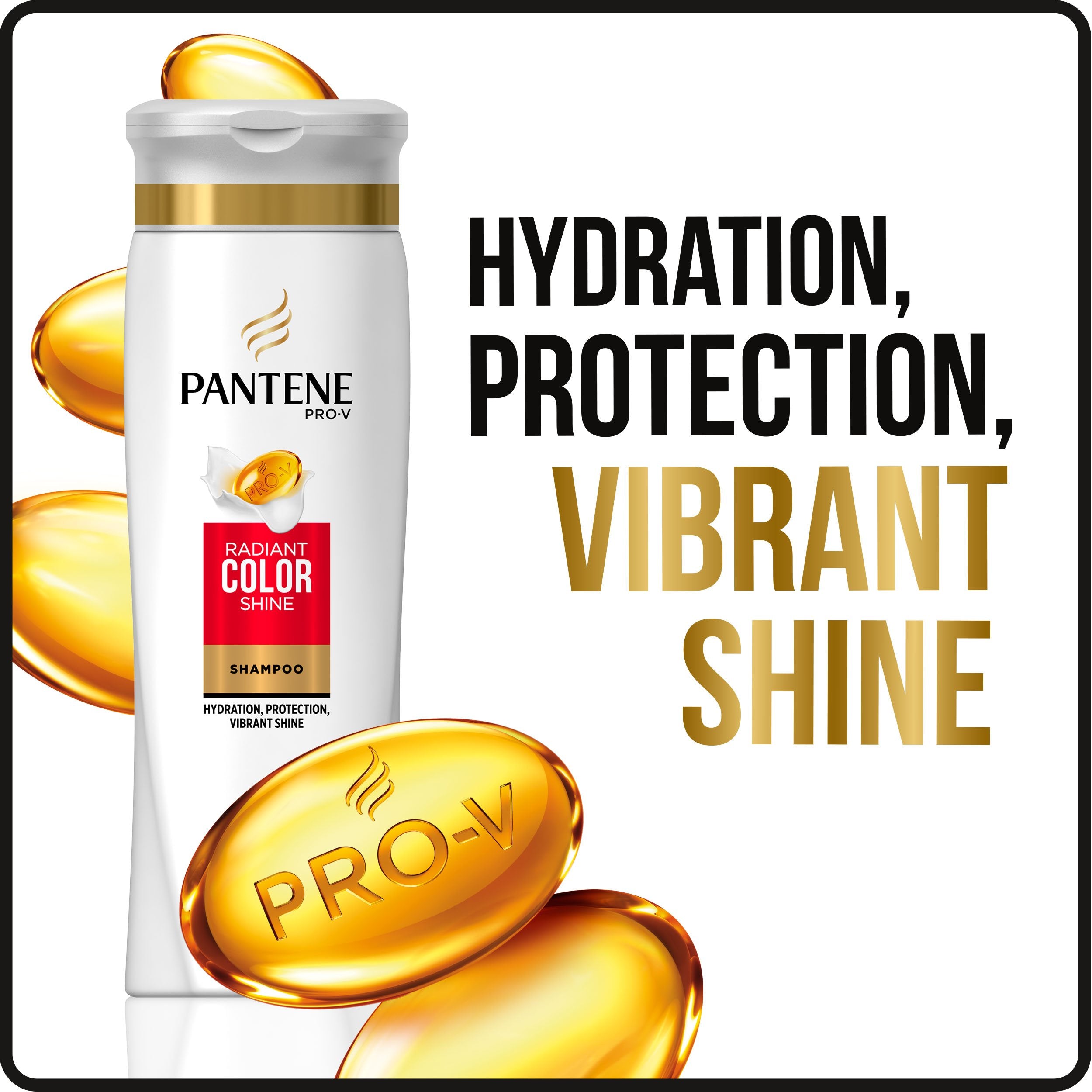 Pantene Hydratation Pro-V cheveux en bouteille, cheveux plus souples et brillants.