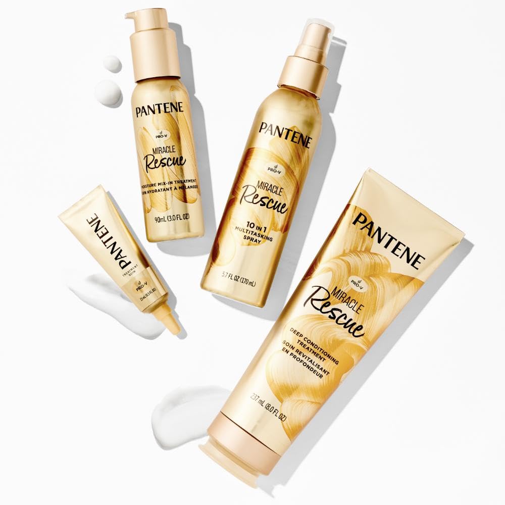Pantene logo and Rescue Shots labeling on the bottle
