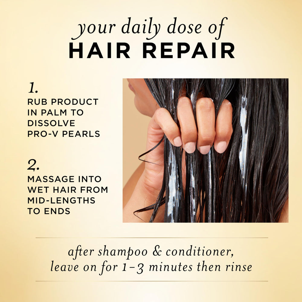 Pantene Miracle Rescue, application sur cheveux mouillés pour répartir les perles Pro-V.