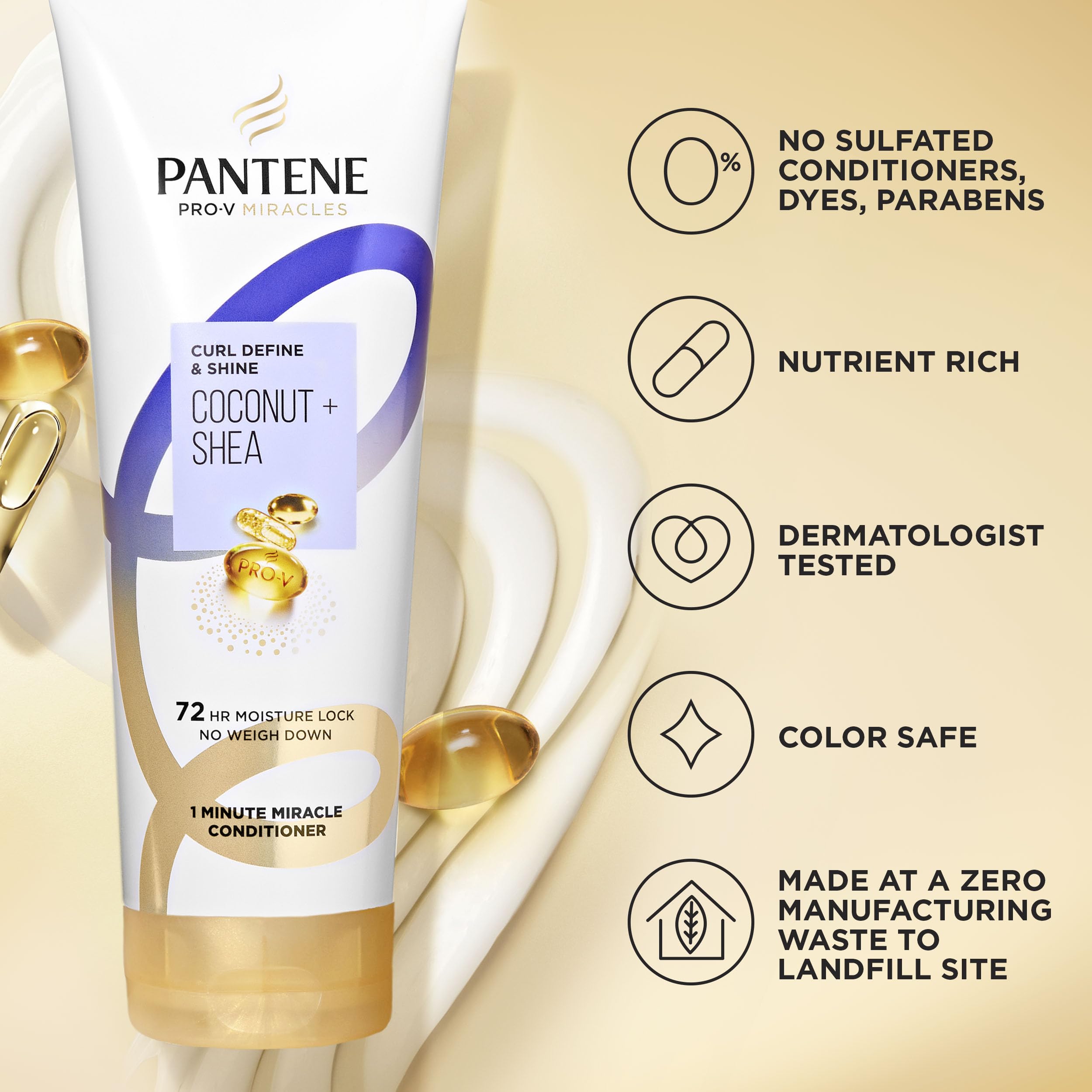 Ingrédients coco et karité nourrissants pour les cheveux.