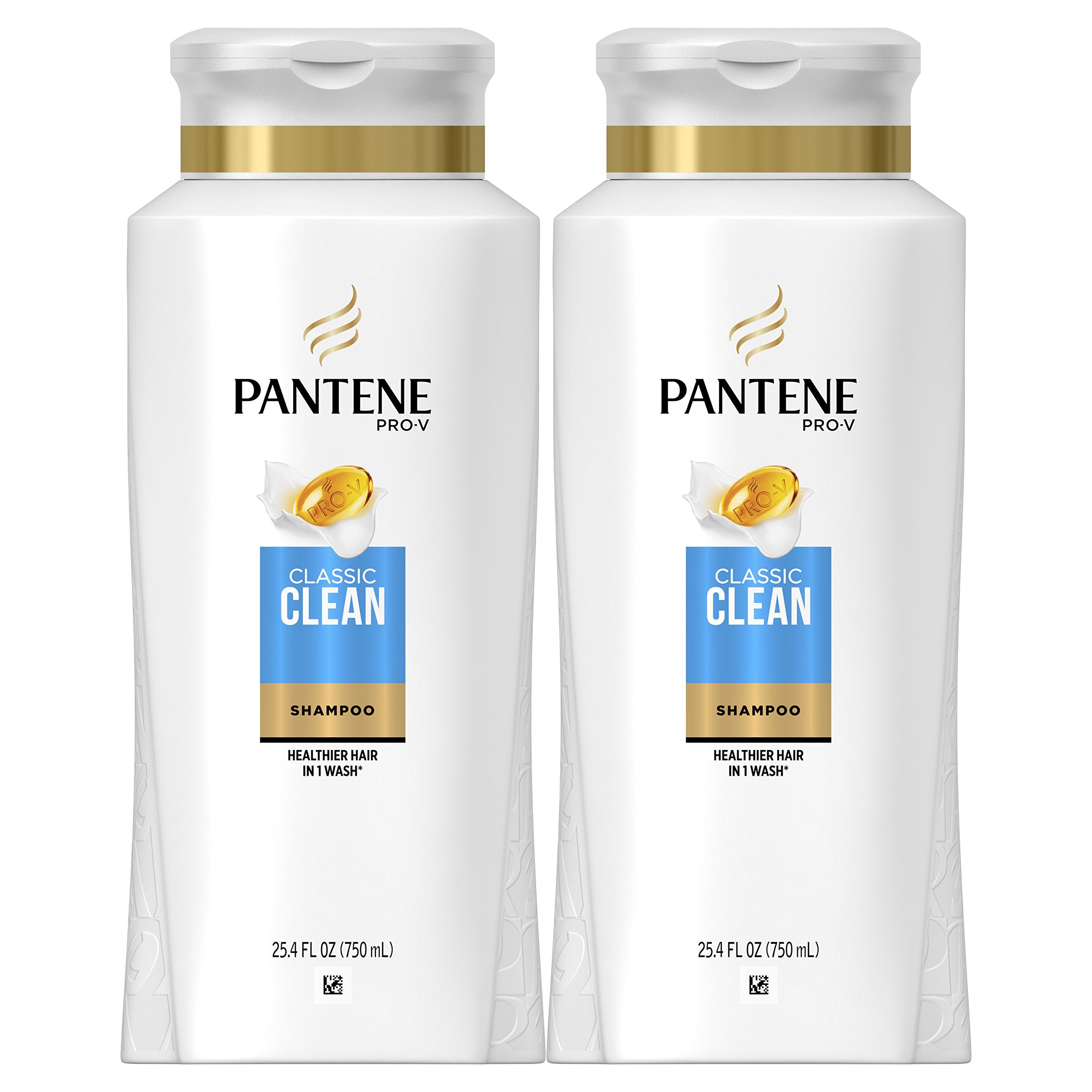 Pantene Pro-V Classic Clean Shampoo – bouteille du lot double, favorisant cheveux propres et brillants