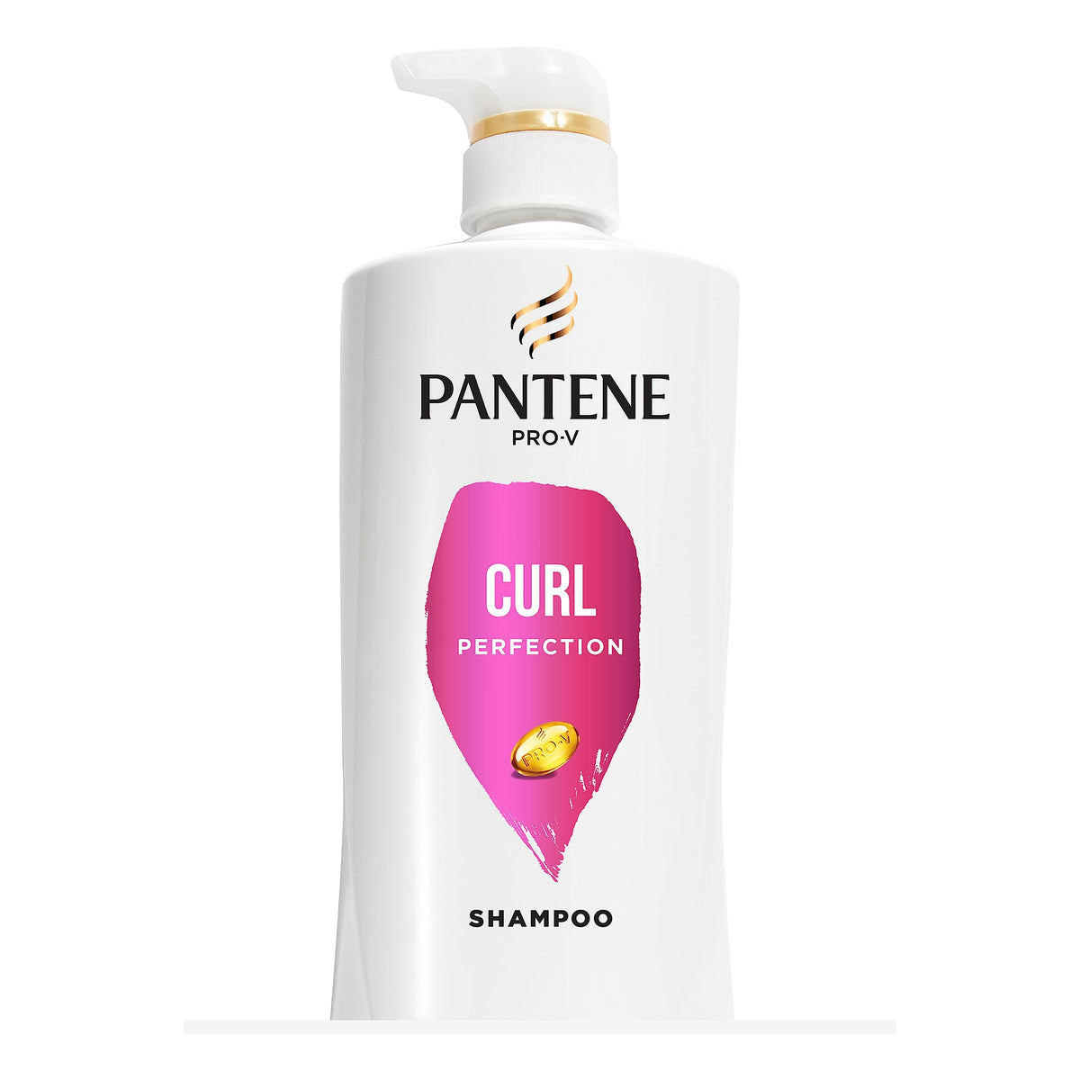 Pantene PRO-V Curl Perfection Shampoo bottle front ready to nourish defined curls
