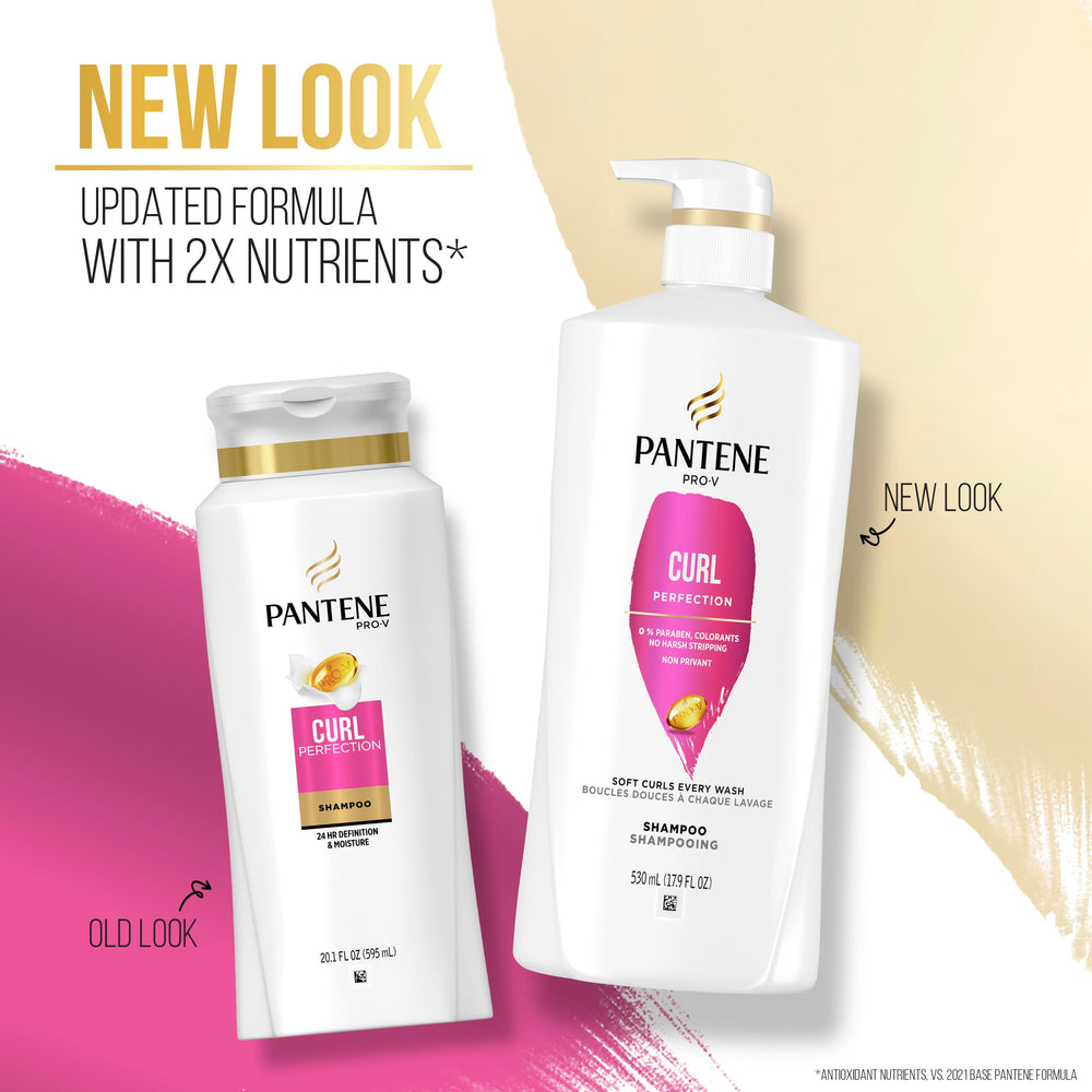 Pantene PRO-V Curl Perfection Shampoo on store shelf suggesting long-lasting curl care