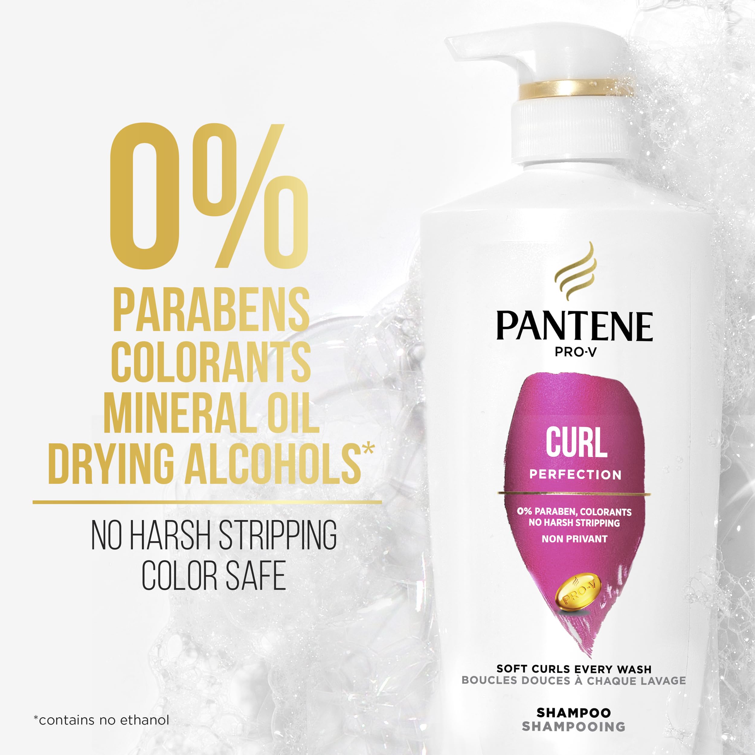 Pantene PRO-V Curl Perfection Shampoo applied to towel-dried hair shows curl definition