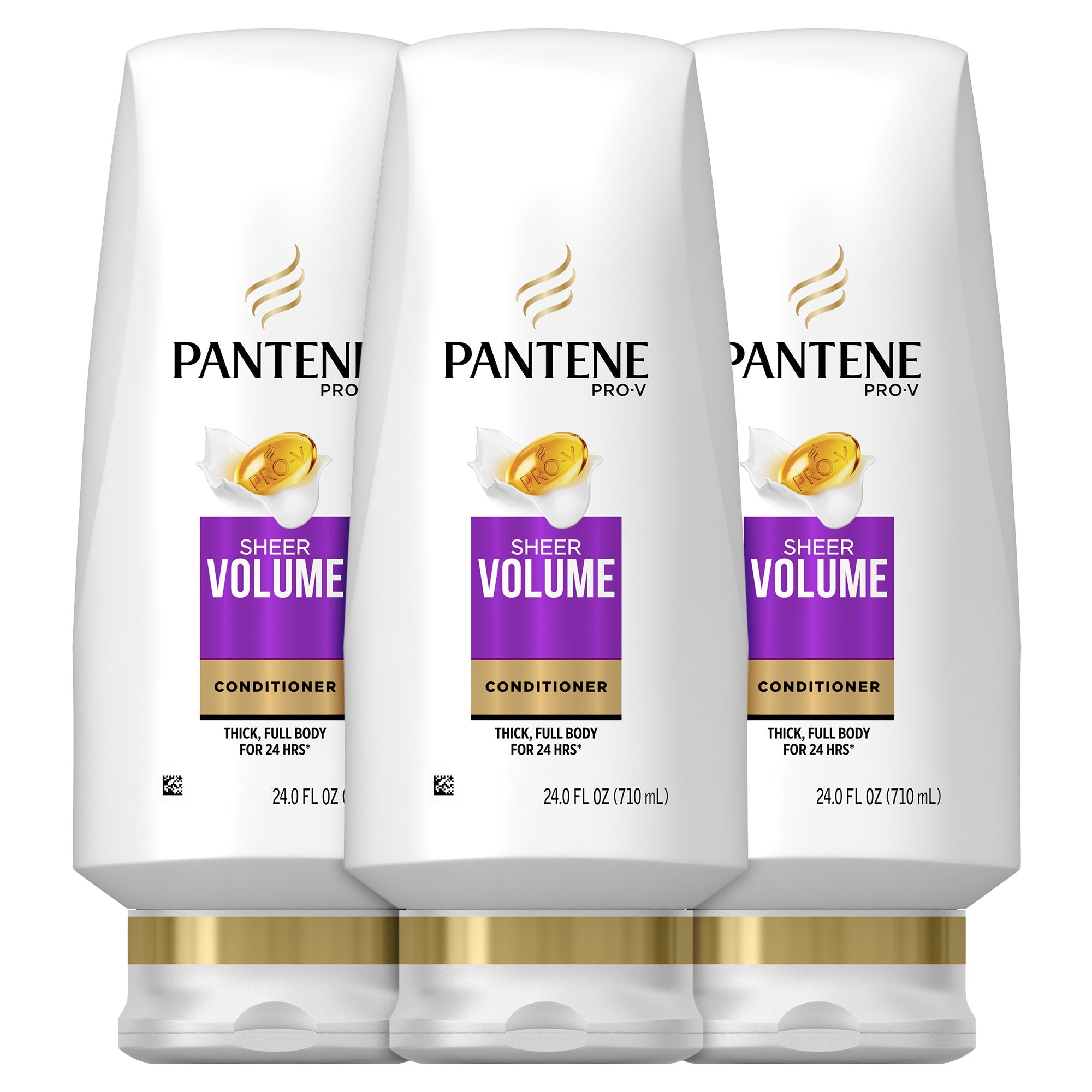 Pantene Pro-V Sheer Volume Après-Shampooing, bouteille en versement, apporte volume léger et contrôle.