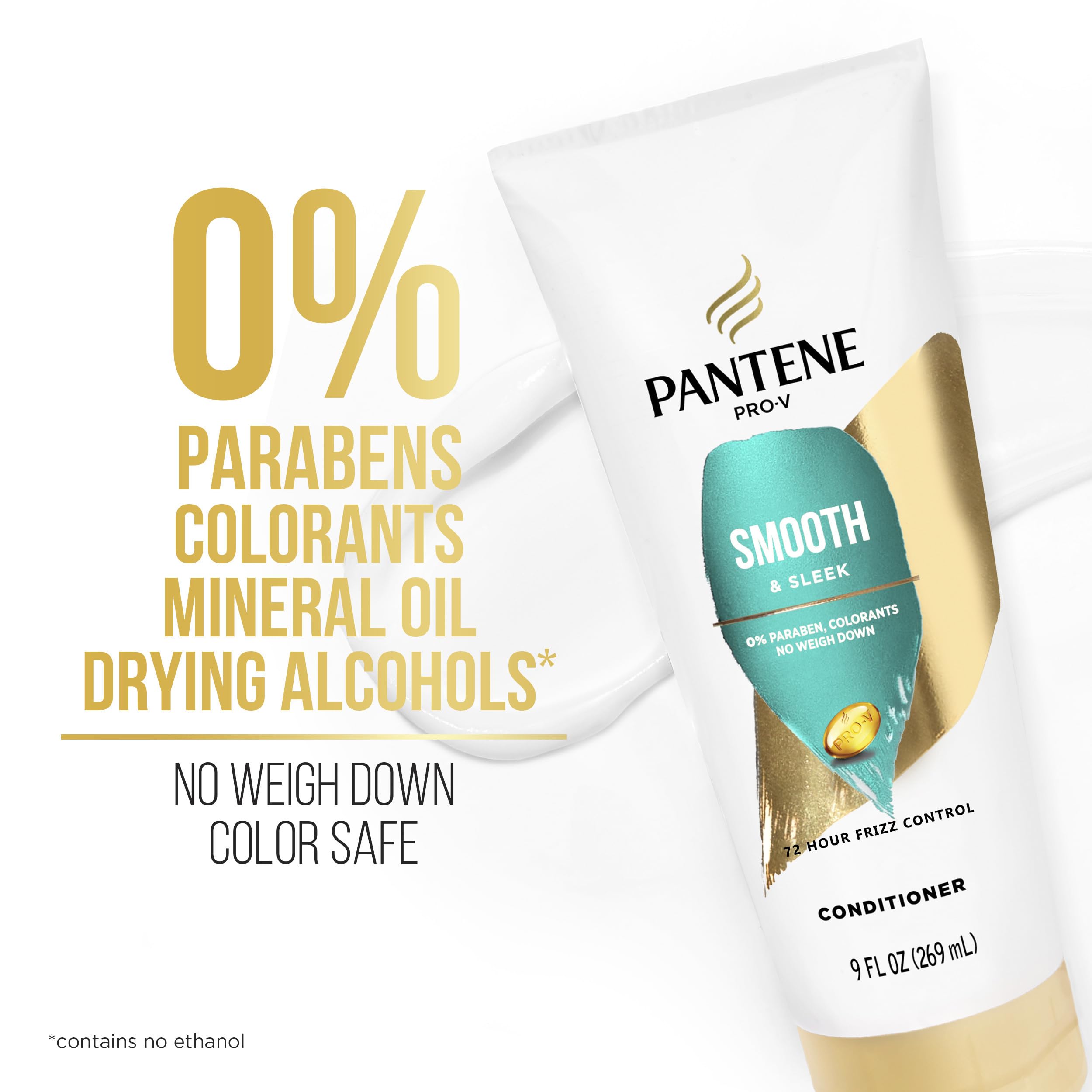 Pantene Pro-V Smooth Shampoo, cheveux brillants et lisses après lavage.