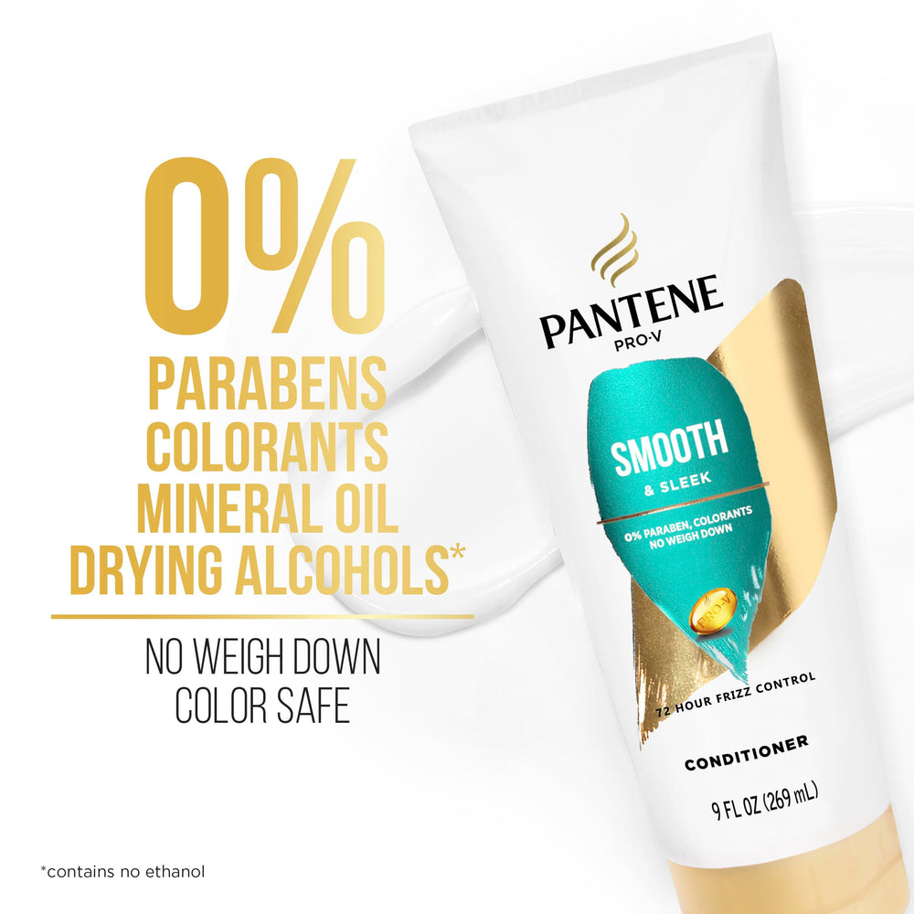 Pantene Pro-V Smooth Shampoo, cheveux brillants et lisses après lavage.