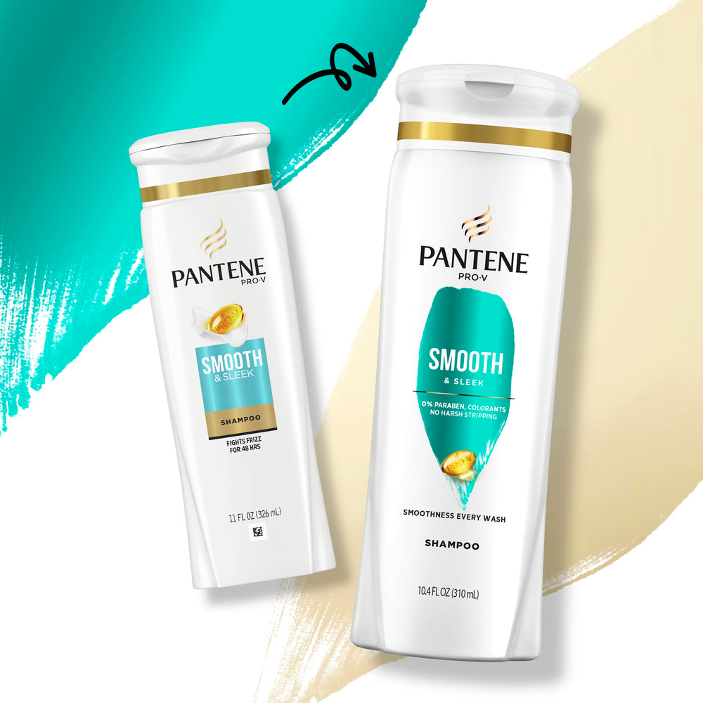 Pantene Pro-V Smooth Shampoo, argan: nourrissement léger pour cheveux soyeux.